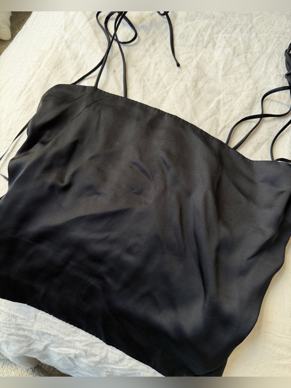 Satin Black Slip Dress with Thin Straps